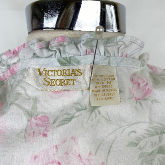 Vintage Victoria Secret Dress Medium Cotton Gold Label Pink Roses Midi Boho - Picture 8 of 8